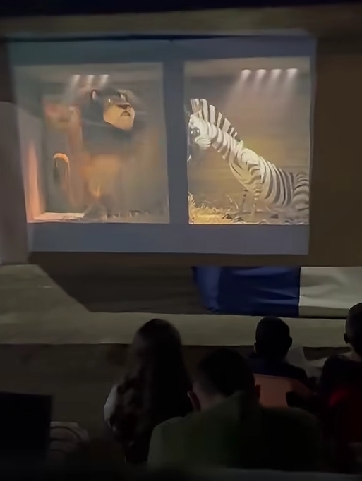 Palomitas y película: una noche de cine llevó un respiro de alegría al albergue de El Cairo
